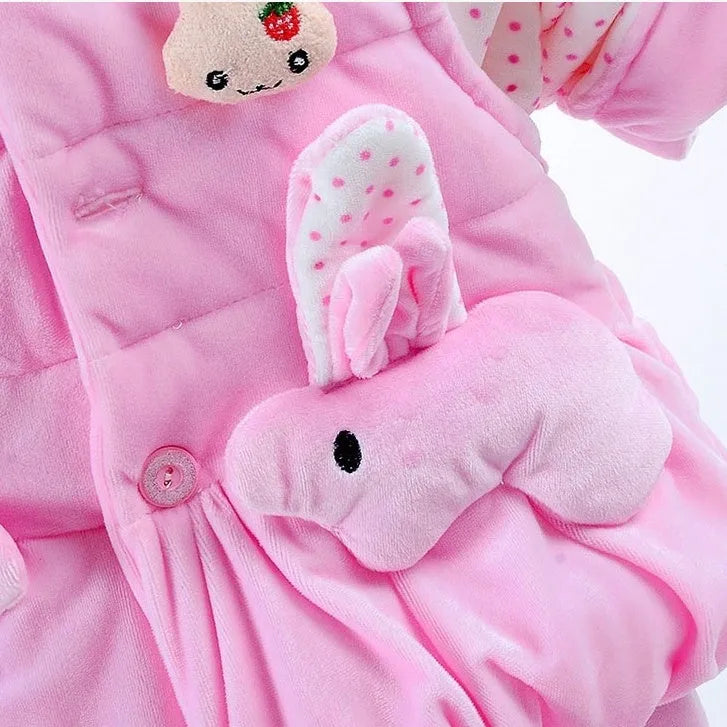 Baby girls autumn winter three-piece clothing set with jacket, pants, and vest in flannel cotton