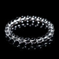 Natural Donghai old mine white crystal round bead bracelet with geometric design on a wrist.