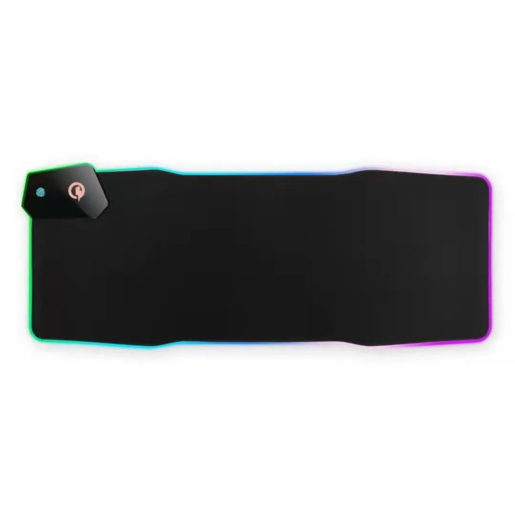 Black mech style gaming mouse mat with TYPC interface, 300x800mm dimensions on natural rubber base