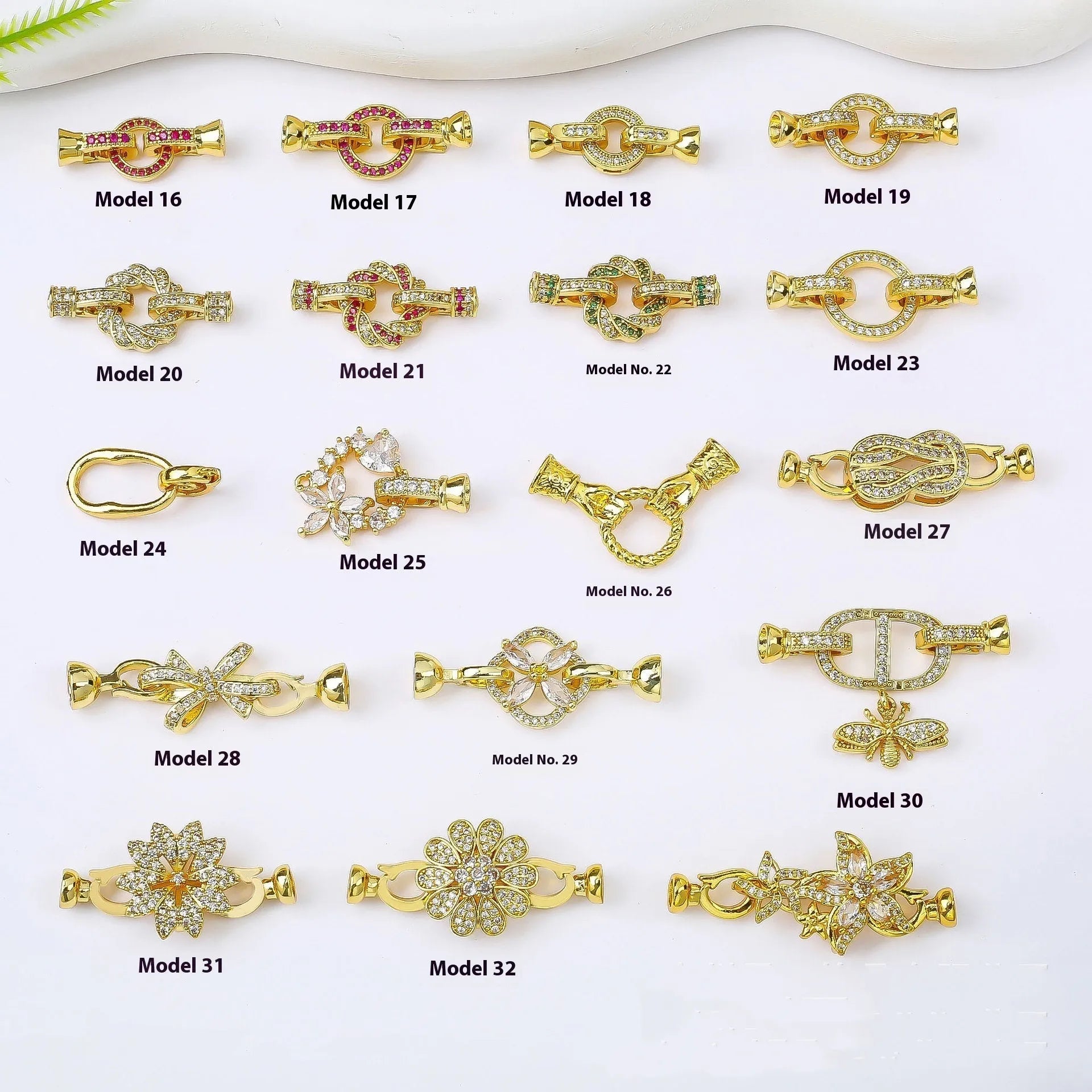 Small gold-plated necklace clasp for DIY jewellery making with electroplated finish