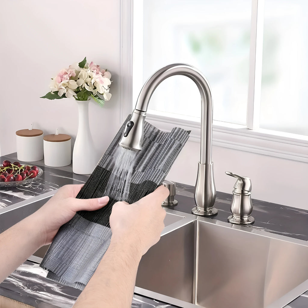 PVC non-slip kitchen sink mat in modern design with gradient bamboo colour options