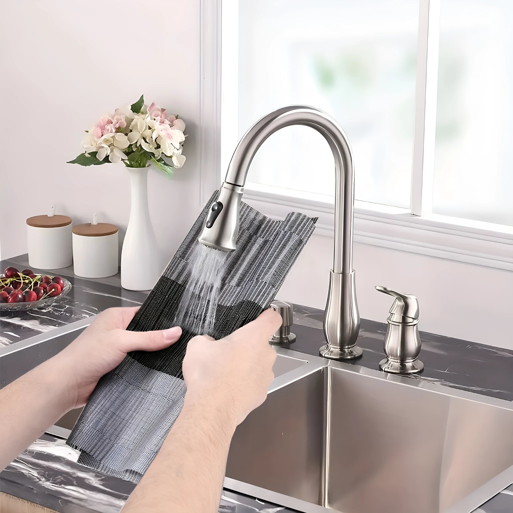 PVC non-slip kitchen sink mat in modern design with gradient bamboo colour options