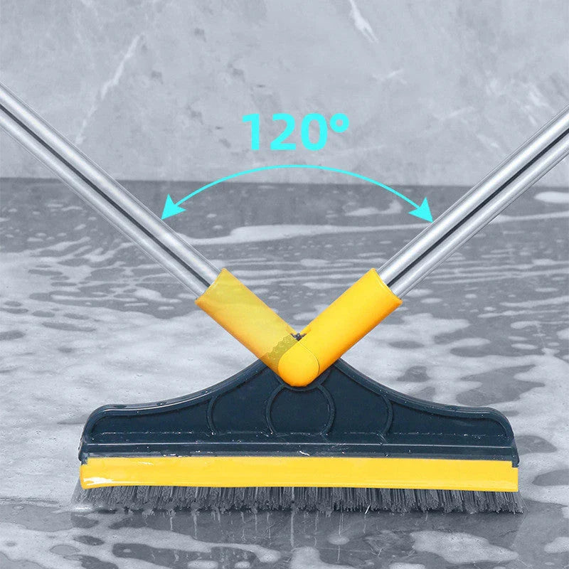 Multipurpose cleaning bristle brush with triangular head and 120-degree rotating design for floors, bathrooms, tiles, and more