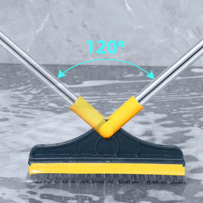 Multipurpose cleaning bristle brush with triangular head and 120-degree rotating design for floors, bathrooms, tiles, and more