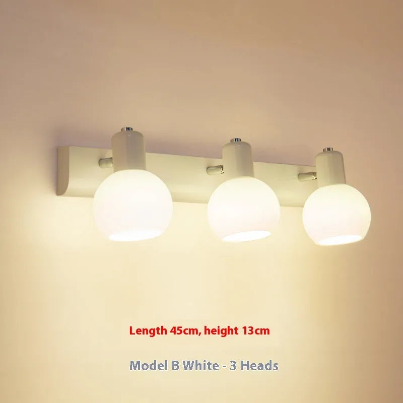 LED bathroom wall lamp in American simple style with mirror front, black finish