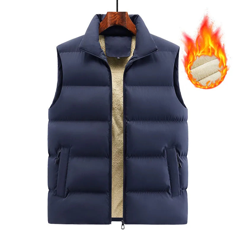 Men's striped lambswool vest jumper in black shown on mannequin for autumn winter wear
