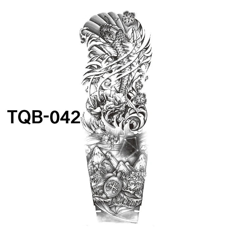 Waterproof full arm tattoo sticker with vibrant designs for temporary body art