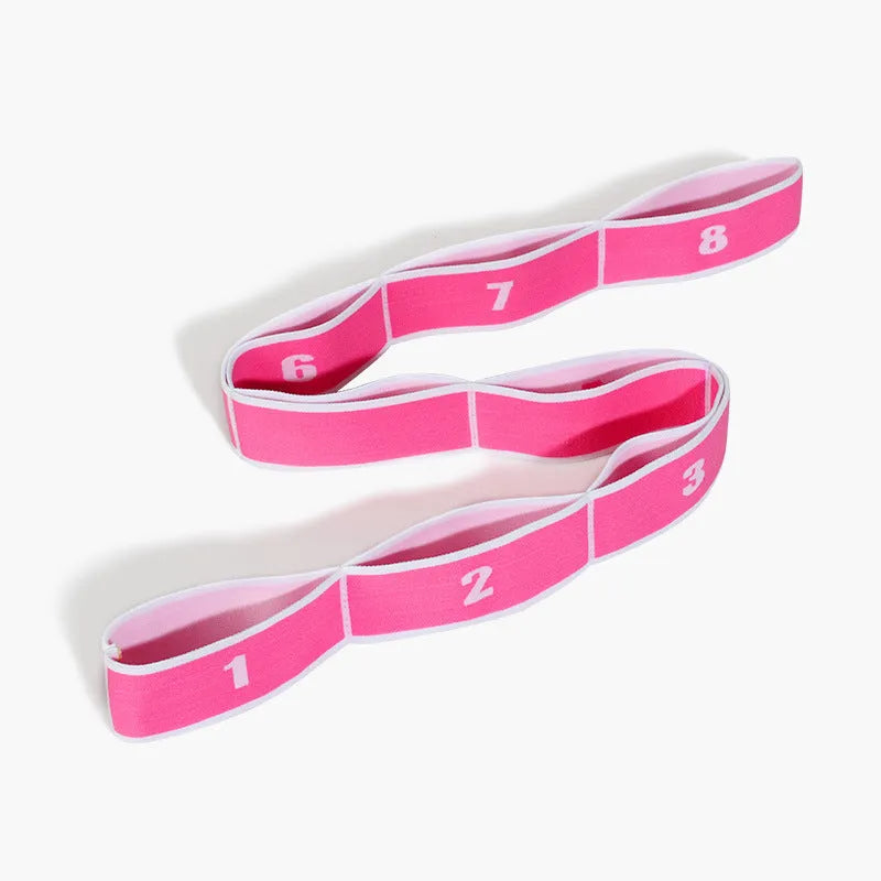 Latin dance stretch band lengthened nine-segment in pink and black, 85cm long, nylon and latex elastic band