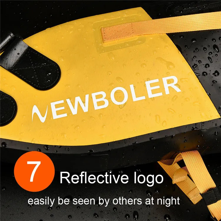 Large yellow waterproof PVC tail bag mounted on a bicycle rear, showing its 13L capacity.