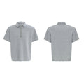 Men's black loose-fit short-sleeve polo shirt with heavy embroidery and sequin detailing on the square collar.