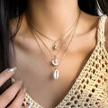 European American beach style starfish shell pendant necklace for women, pink shell colour, alloy and wooden bead construction