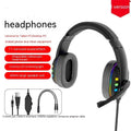 Black gaming headset with colourful LED lighting, omnidirectional microphone, and nylon-braided cable