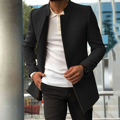 Stylish single-breasted men's casual jacket in various classic colors, featuring a tailored fit and premium polyester construction.