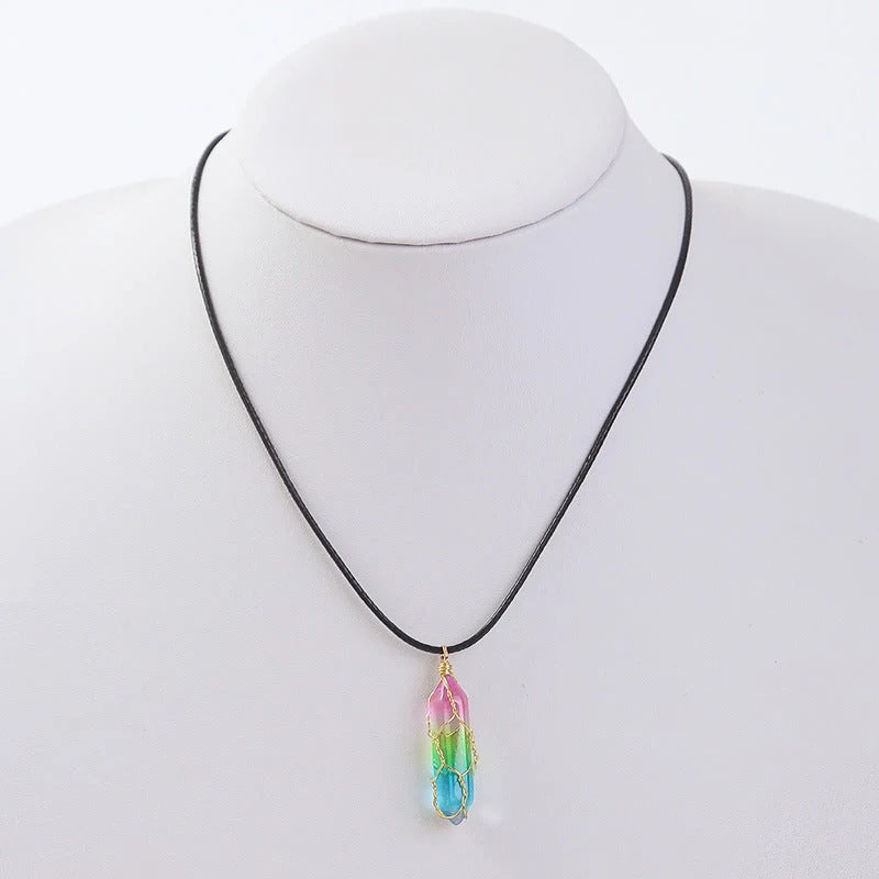 Women's transparent geometric diamond crystal necklace in various colours