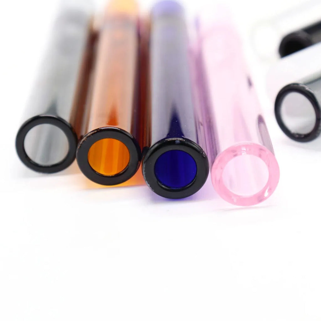 Clear glass telescopic smoking pipe nozzle for water pipes with transparent colour-mixing design