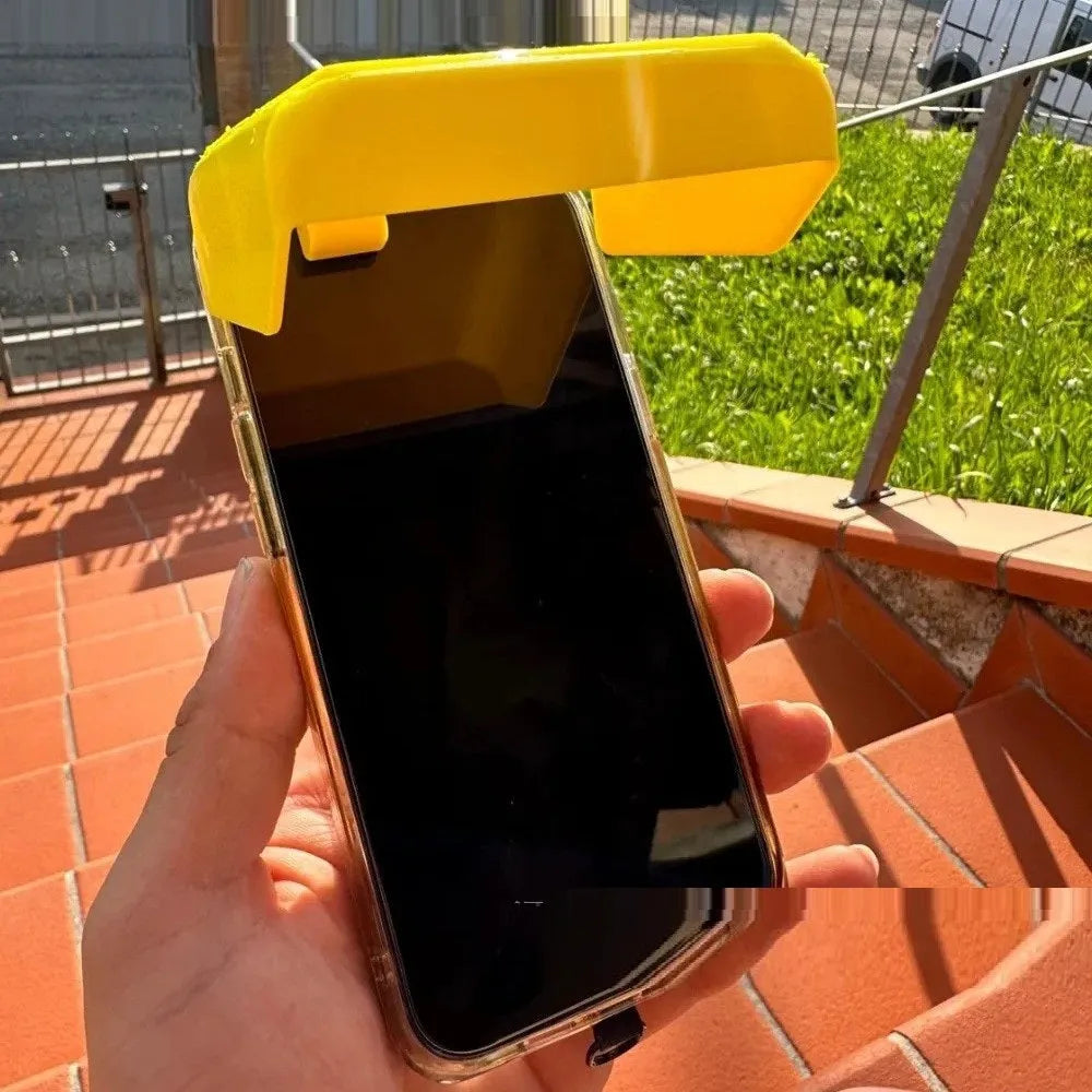 Yellow plastic beachpool phone shade with clip holder for smartphones and tablets