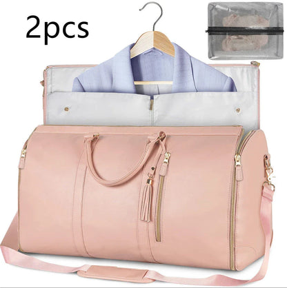 Spacious Travel Duffle Bag: Versatile Women's Handbag with Foldable Suit Compartment and Waterproof Design