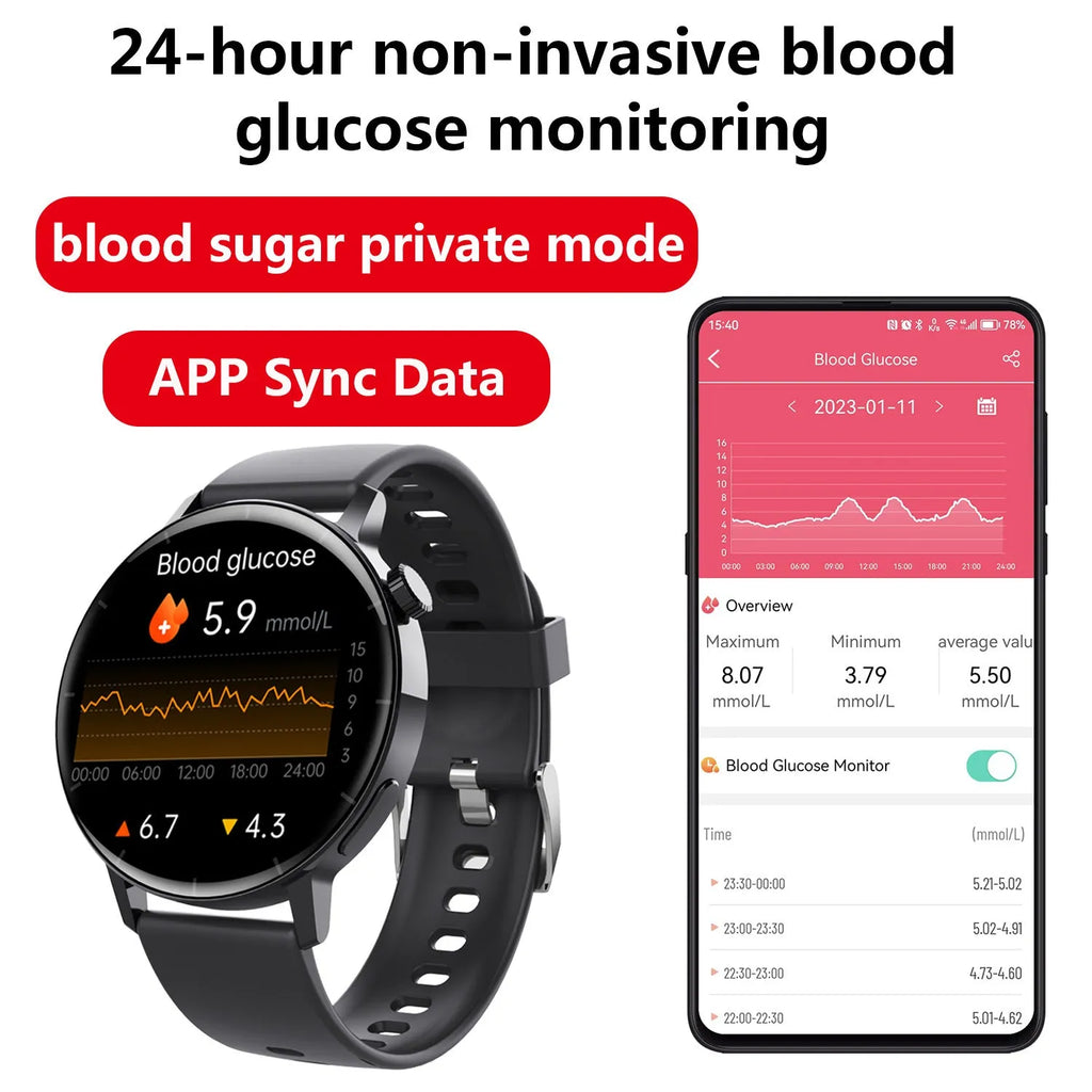 F67S smart watch displaying health metrics on IPS screen with black leather strap