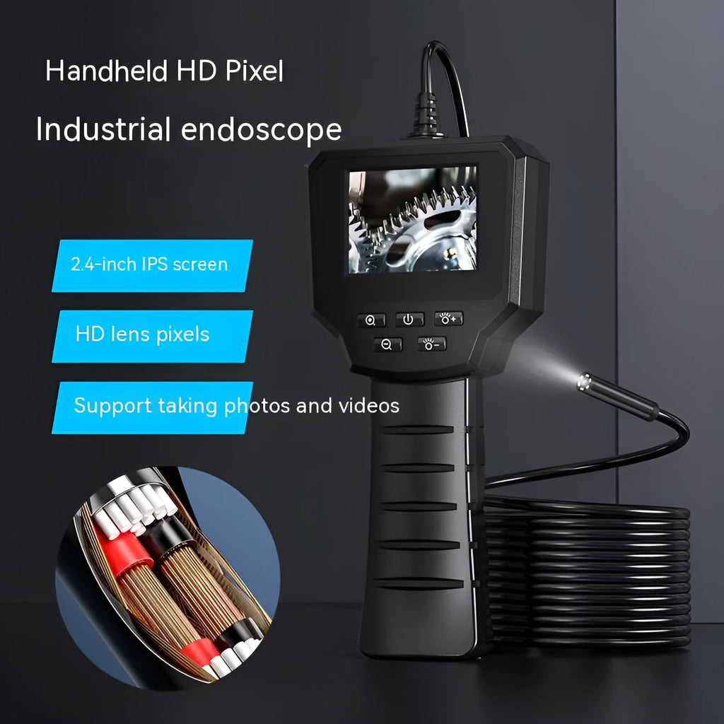 Automotive endoscope with 8mm waterproof probe and hard wire cable for car inspection