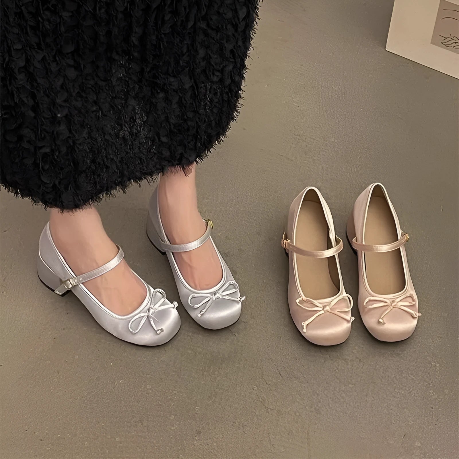 Mary Jane shoes for women with chunky heel round toe buckle strap in pink