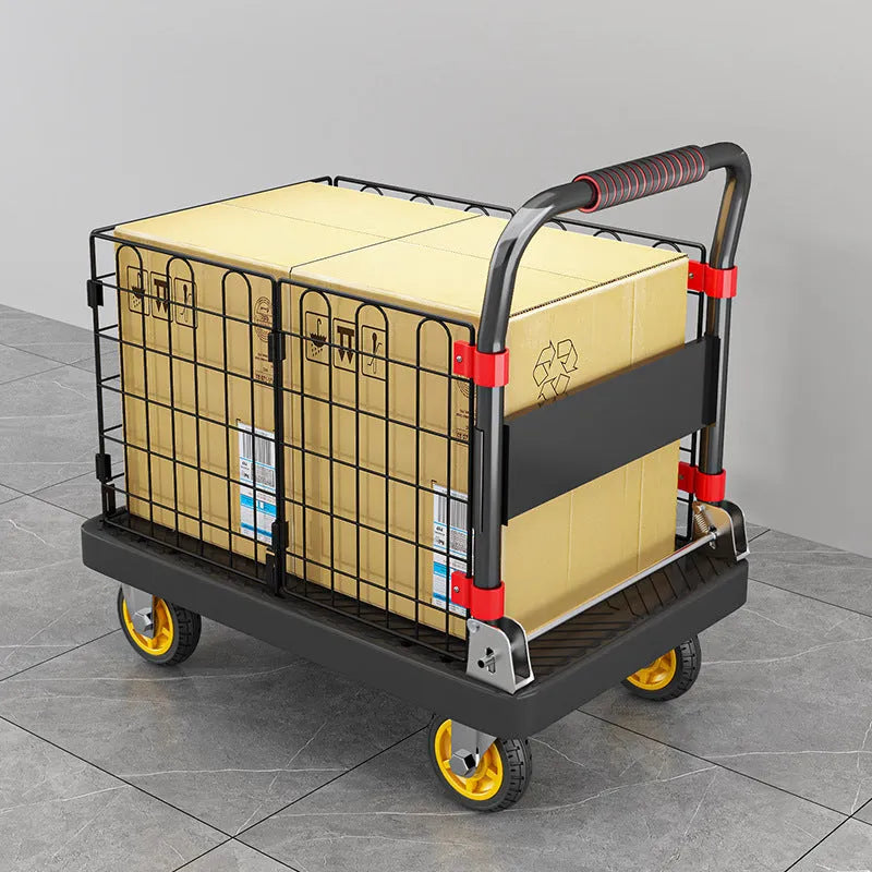 Folding platform truck with fence 72x48 black high-strength engineering plastic