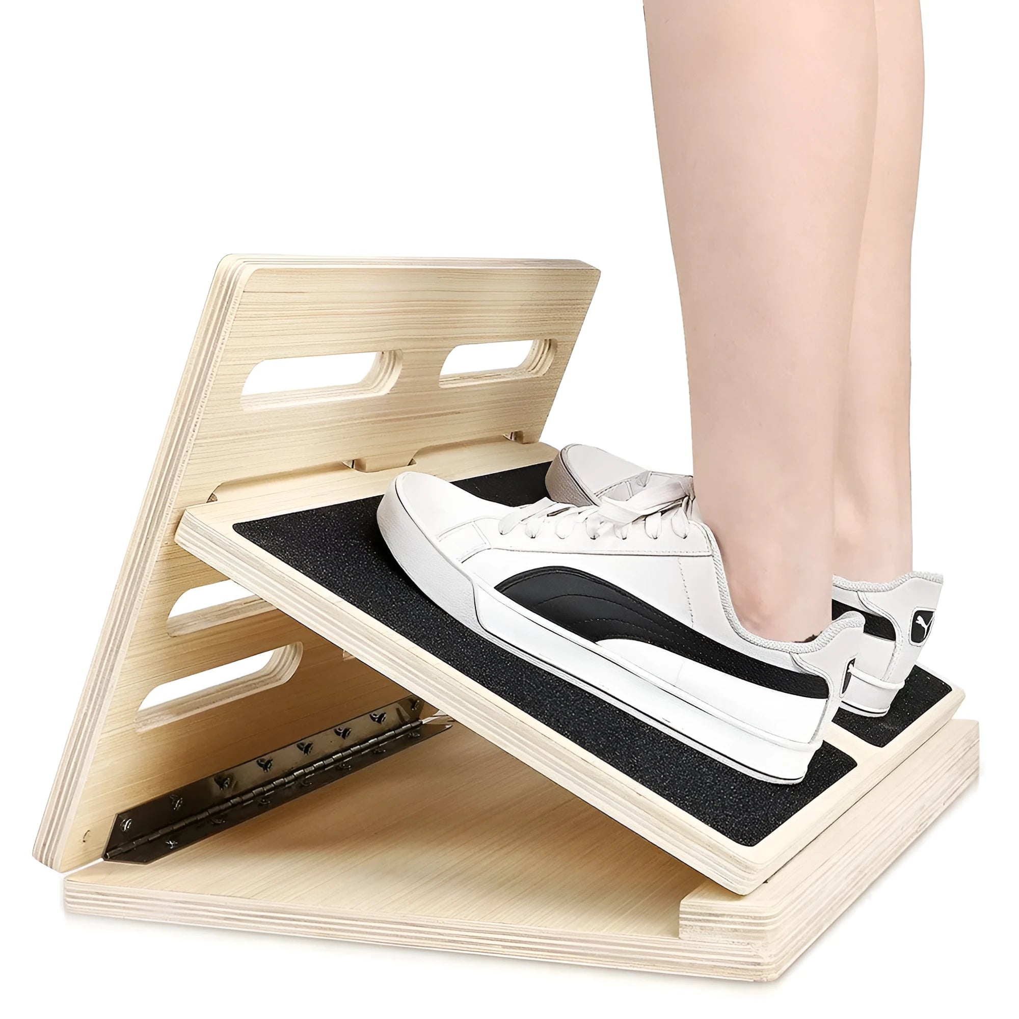Wooden home fitness exercise muscle trainer with four gear settings and safety lock
