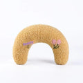 Blue U-shaped cat pillow bed in a Question Mark style on a white background