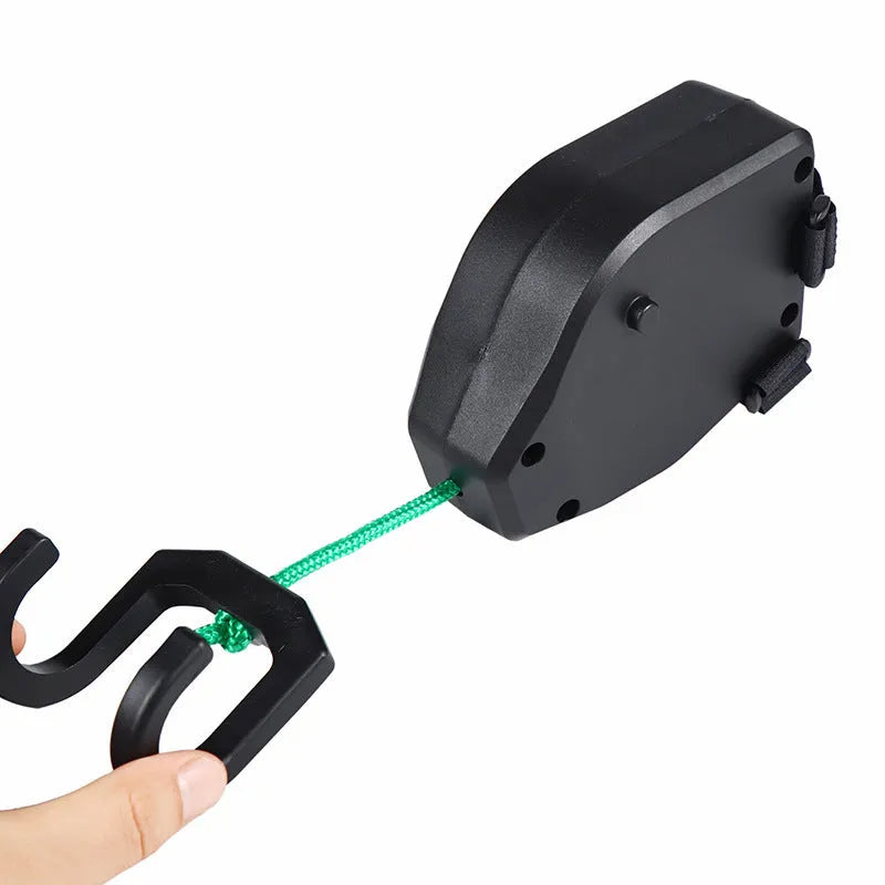 Black plastic and resin bicycle trailer rope for attaching child trailers to adult bicycles