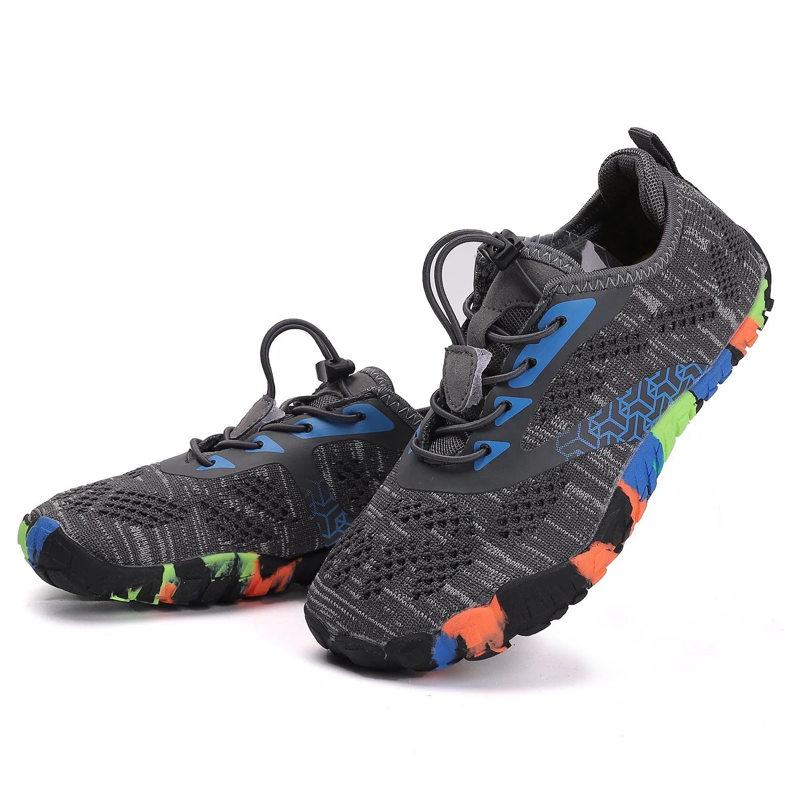 Summer children's beach shoes in black with Flyknit upper and non-slip rubber sole