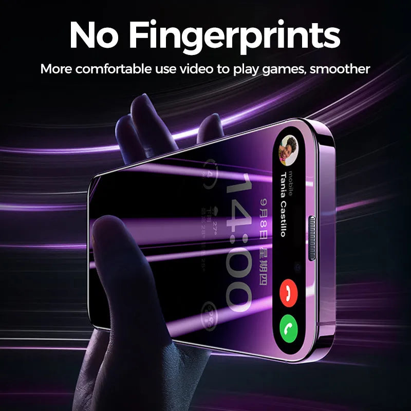 Tempered glass screen protector with anti fingerprint and anti peep features for iPhone