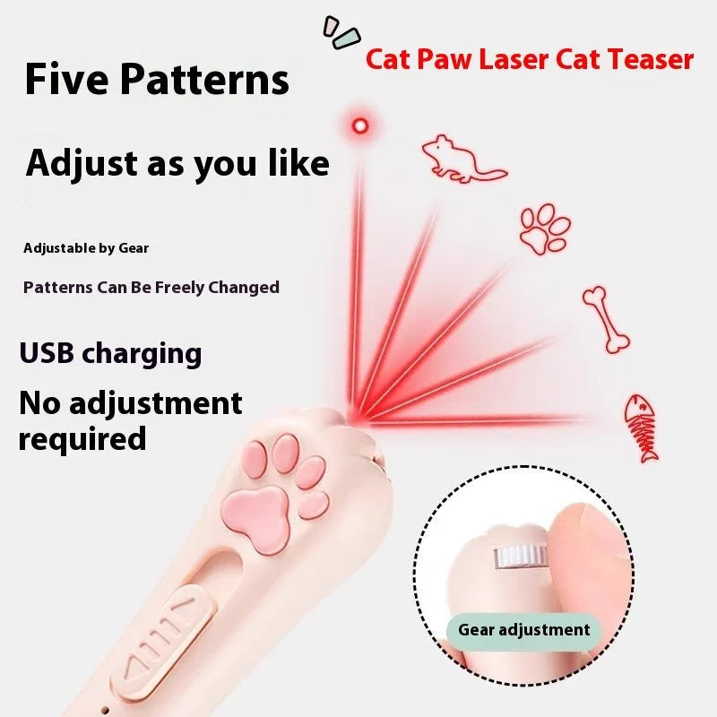 USB charging cat pen light toy in pink, cream, or sky blue colour for interactive play with cats