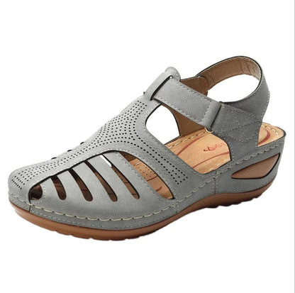 Women's Plus Size Retro Sandals with round toe and buckle design in various colours