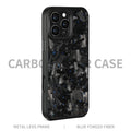 Carbon fiber forged pattern metal frame phone case for iPhone 17 Pro Max, black with magnetic back