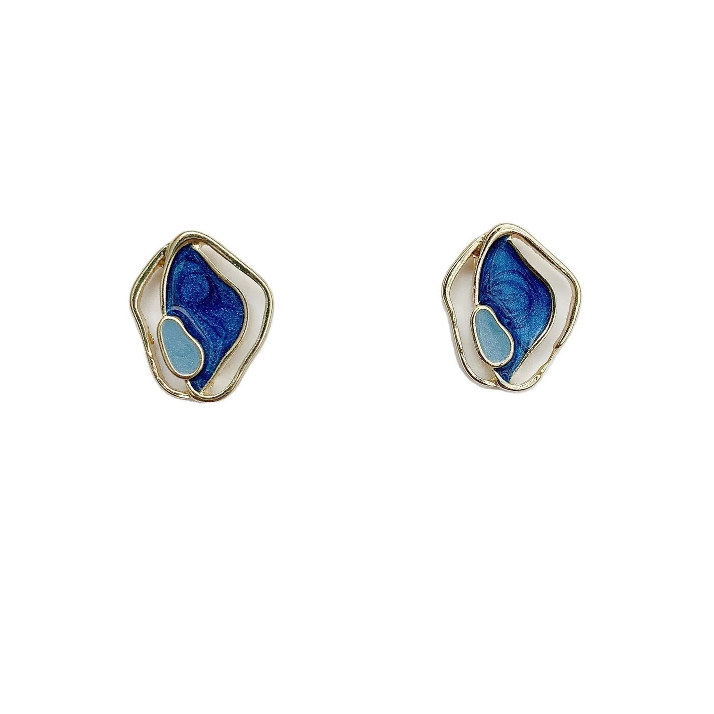 S925 silver stud earrings with geometric design for women