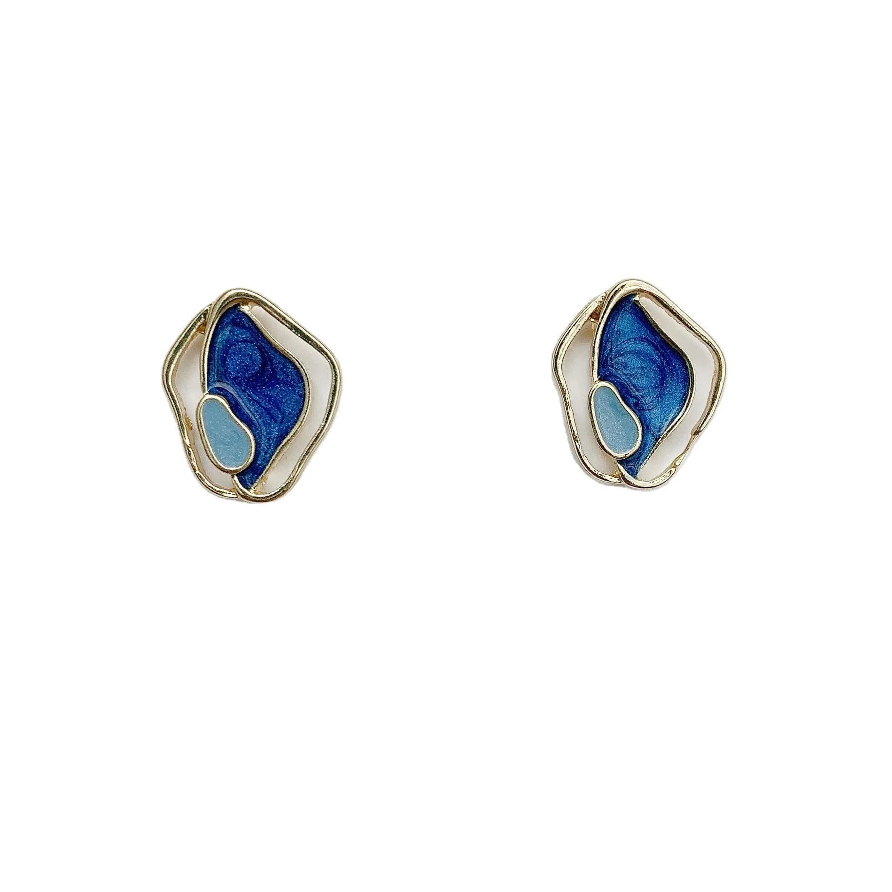 S925 silver stud earrings with geometric design for women