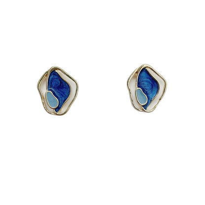 S925 silver stud earrings with geometric design for women