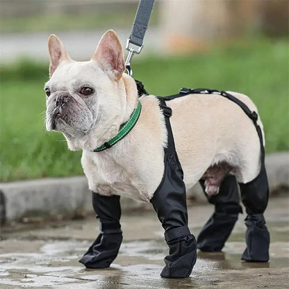 Adjustable waterproof dog boots with anti-slip sole for outdoor protection