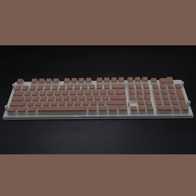 Set of 108 PBT keycaps with double-skin pudding cream design in various colours for mechanical keyboards.
