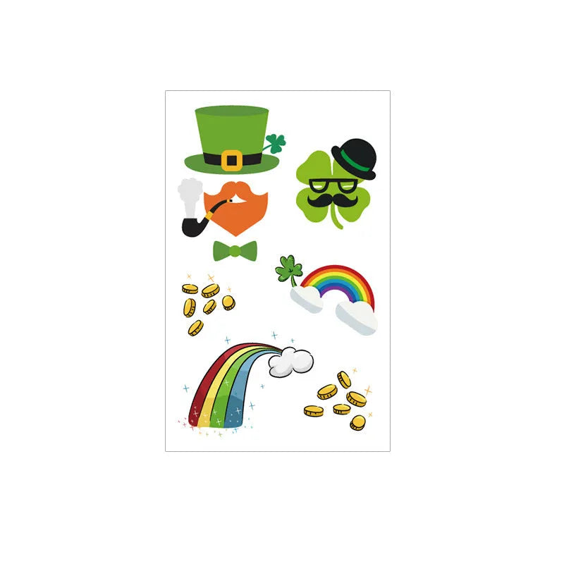 Water transfer tattoo sticker paper with Saint Patrick's Day clover design for face and flag decoration.