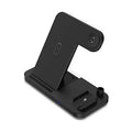 Black four-in-one wireless phone charger with QC3.0 charging head for multiple device charging