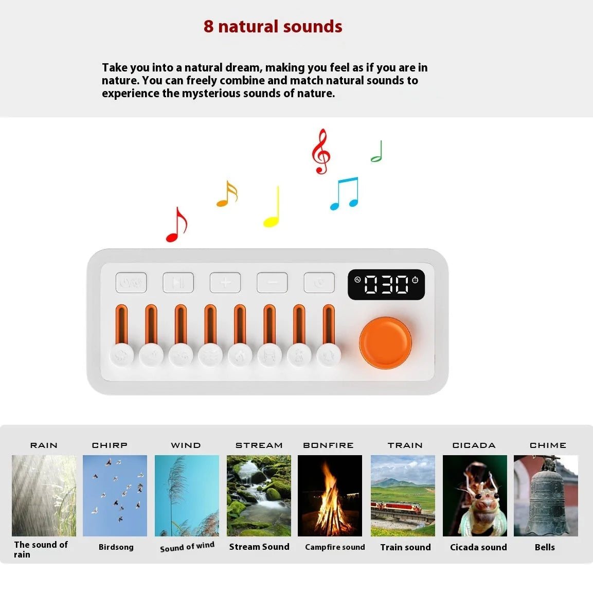 Bluetooth white noise sleep sound machine with RGB seven-color night light