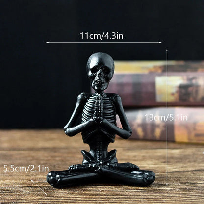 Halloween horror desktop decoration resin ornaments featuring detailed yoga skull skeletons