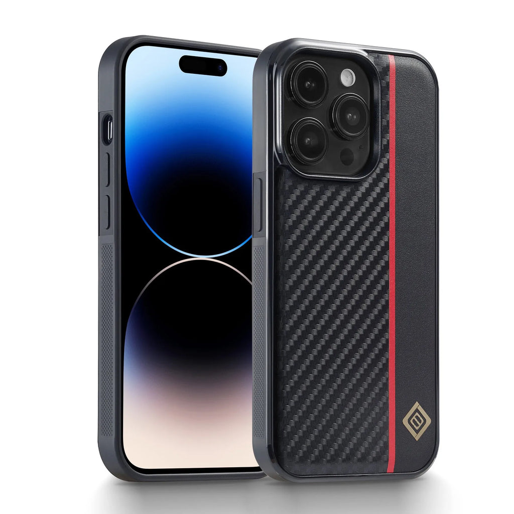 Black anti-fall phone shell with frosted imitation leather and plaid pattern for Apple iPhone