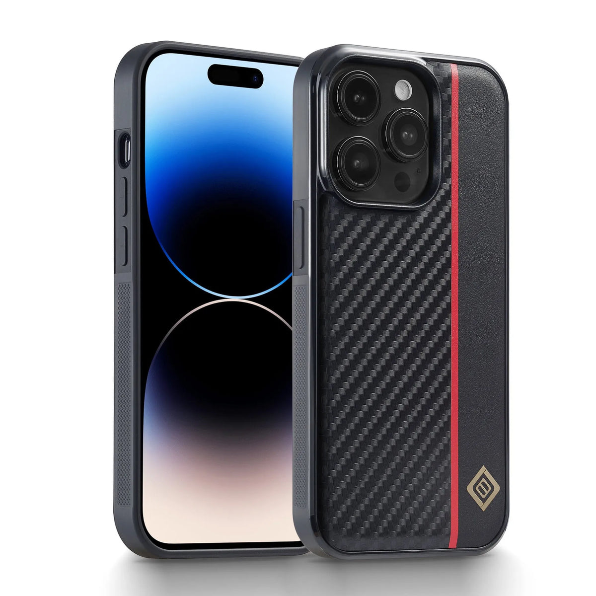 Black anti-fall phone shell with frosted imitation leather and plaid pattern for Apple iPhone