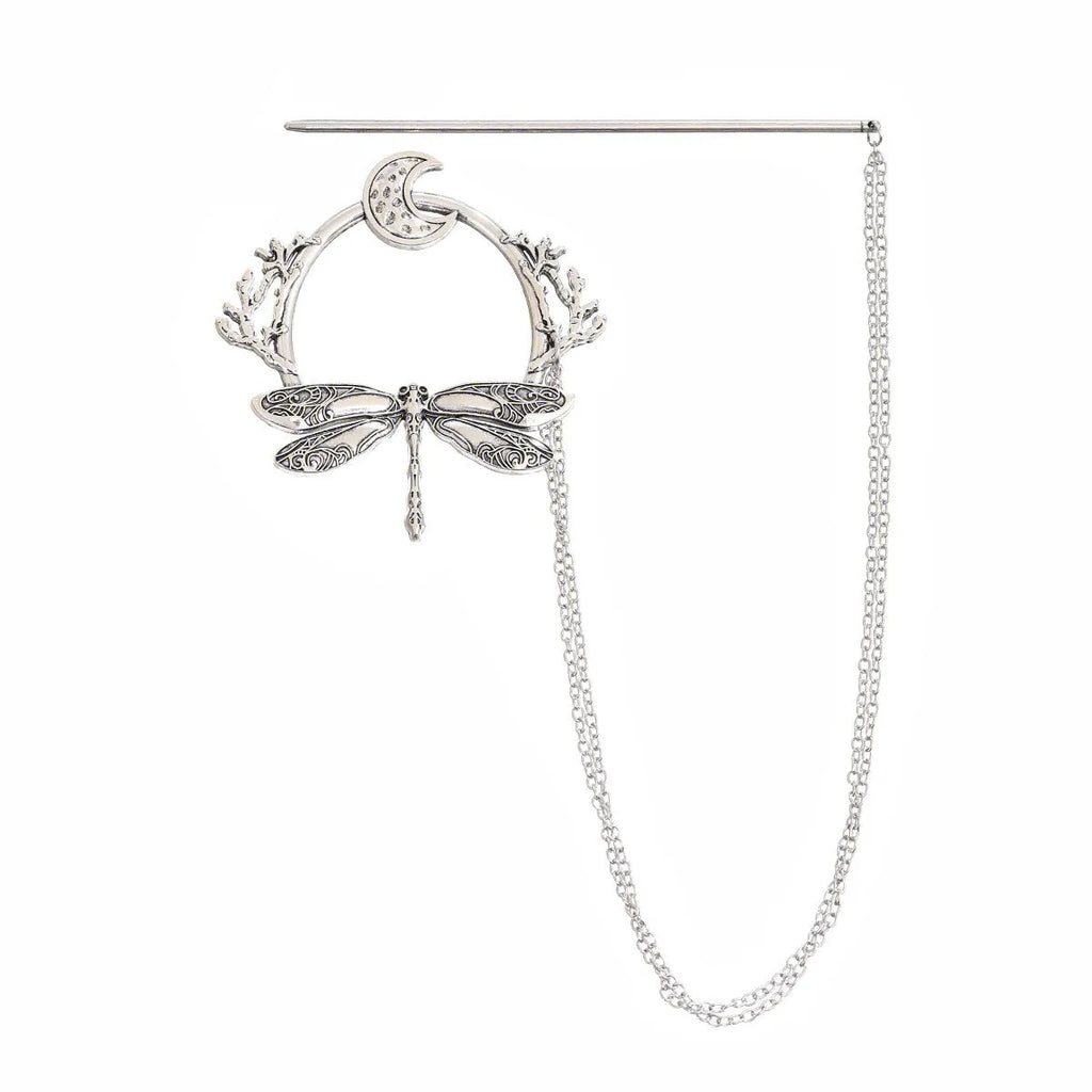 Viking Dragonfly Moon Hairpin women's party accessories silver electroplated alloy geometric hair clip