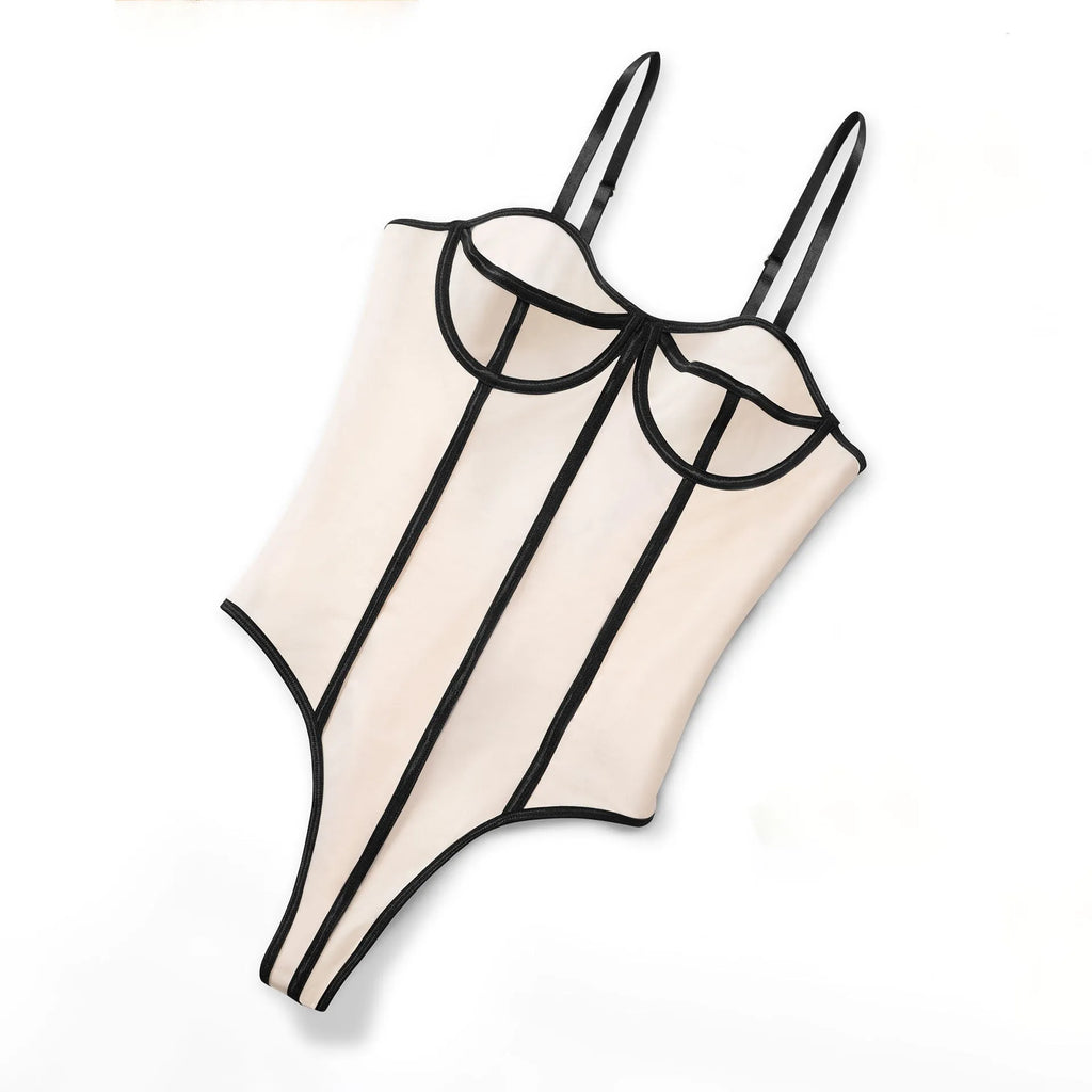 Women's khaki bodybuilding jumpsuit with sleeveless hollow-out top and contrast colour panels
