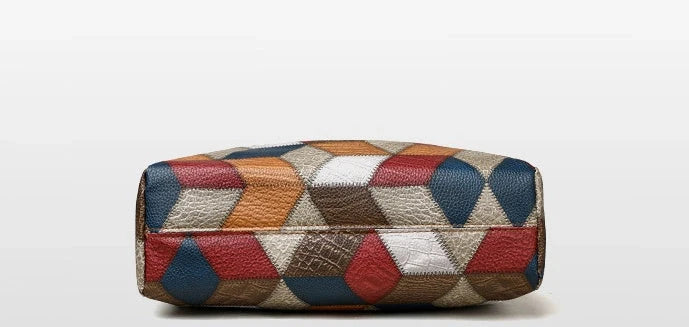 Retro geometric pattern shoulder bag for women in black and yellow