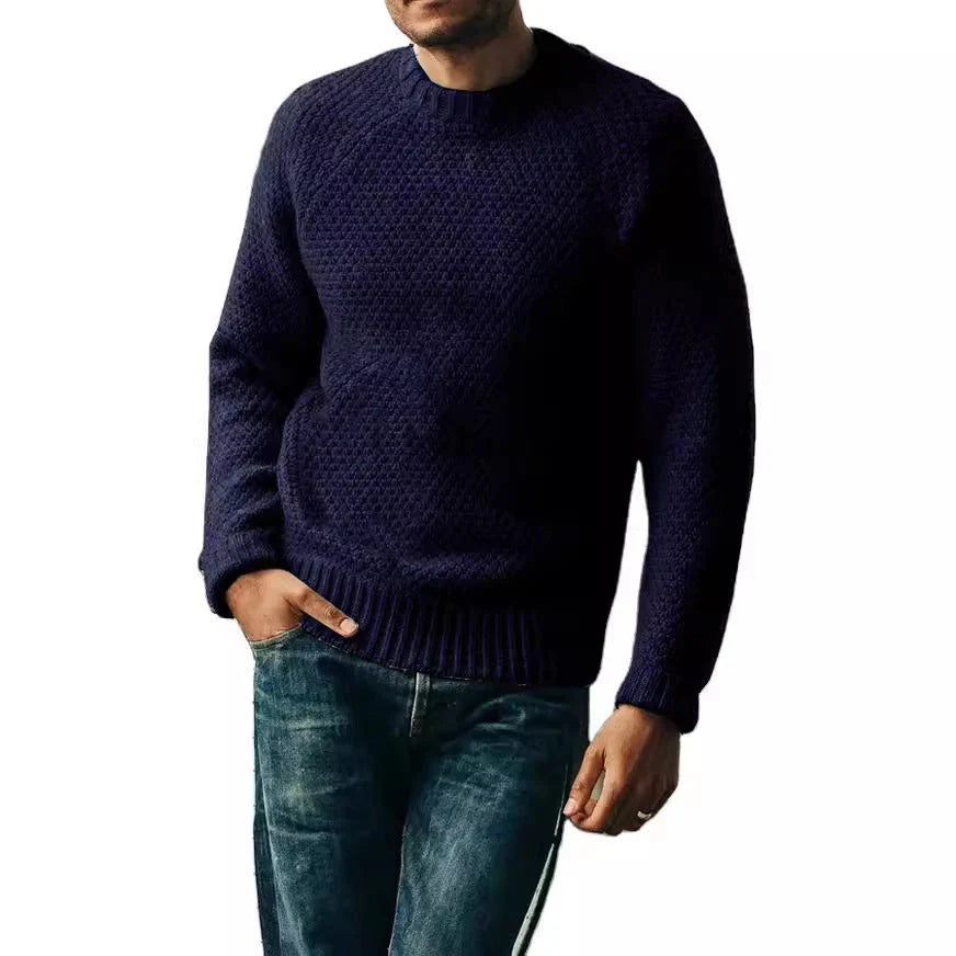 Men's winter knitted pullover sweater in extra coarse wool, available in multiple colours