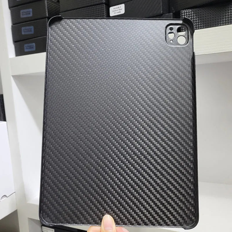 Genuine carbon fibre hard case for Apple iPad Pro 11-inch in a choice of three finishes.
