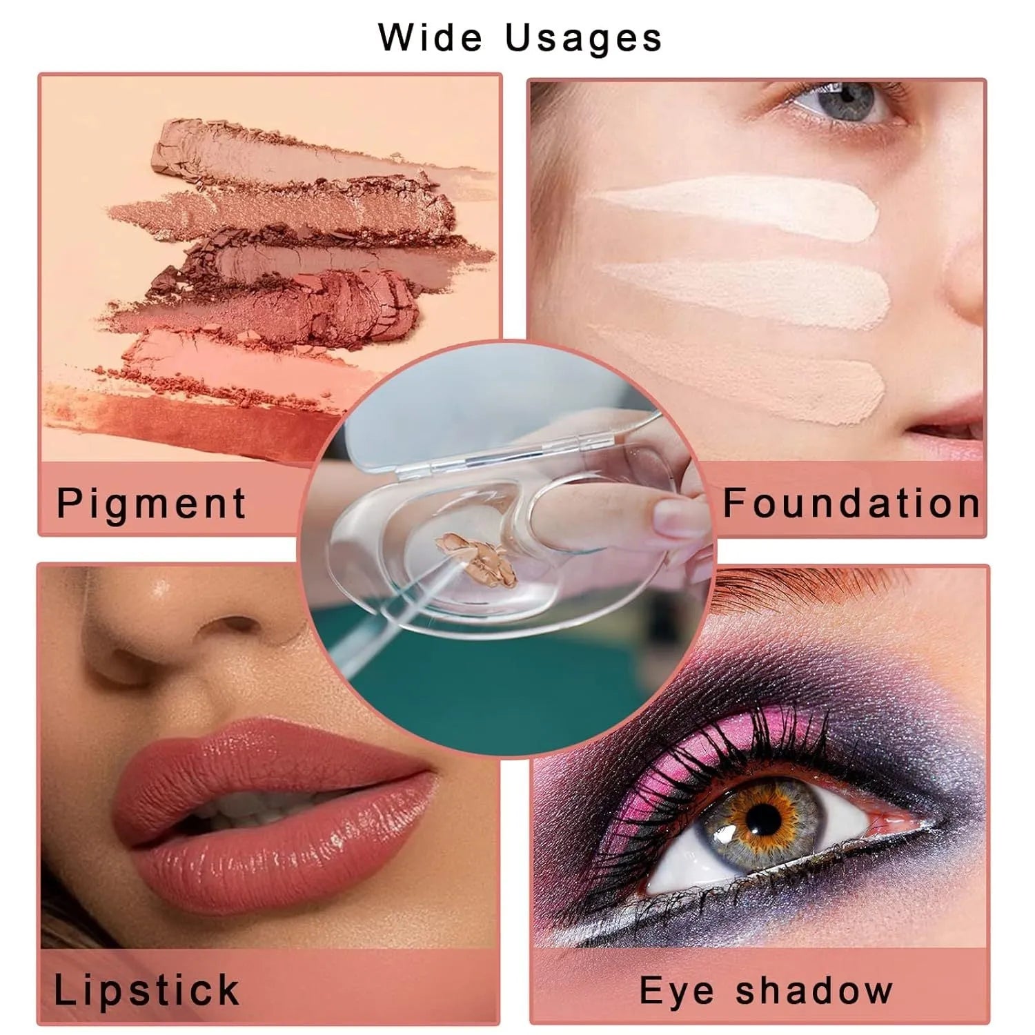 Transparent acrylic makeup mixing palette with storage groove and buckle closure